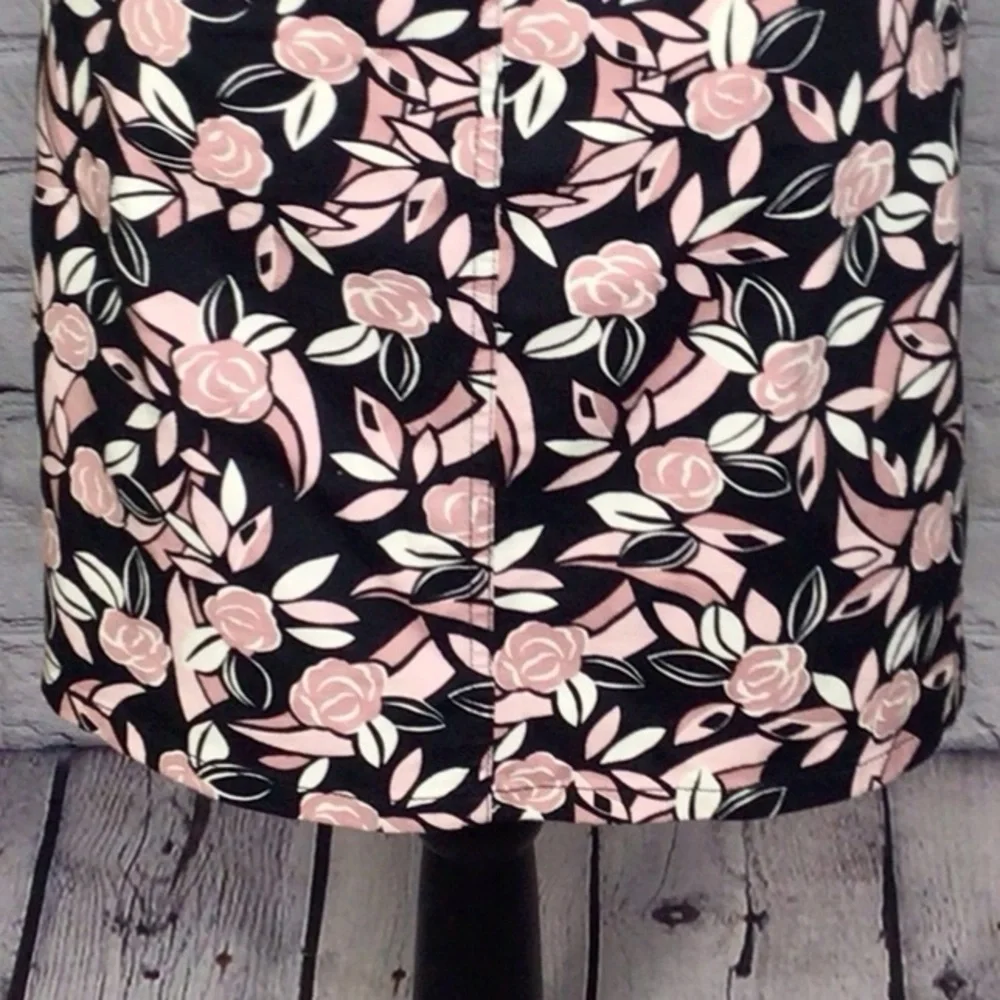 Ann Taylor LOFT Petites Stretch Twill Black & Blush Pink Mini Skirt 8P